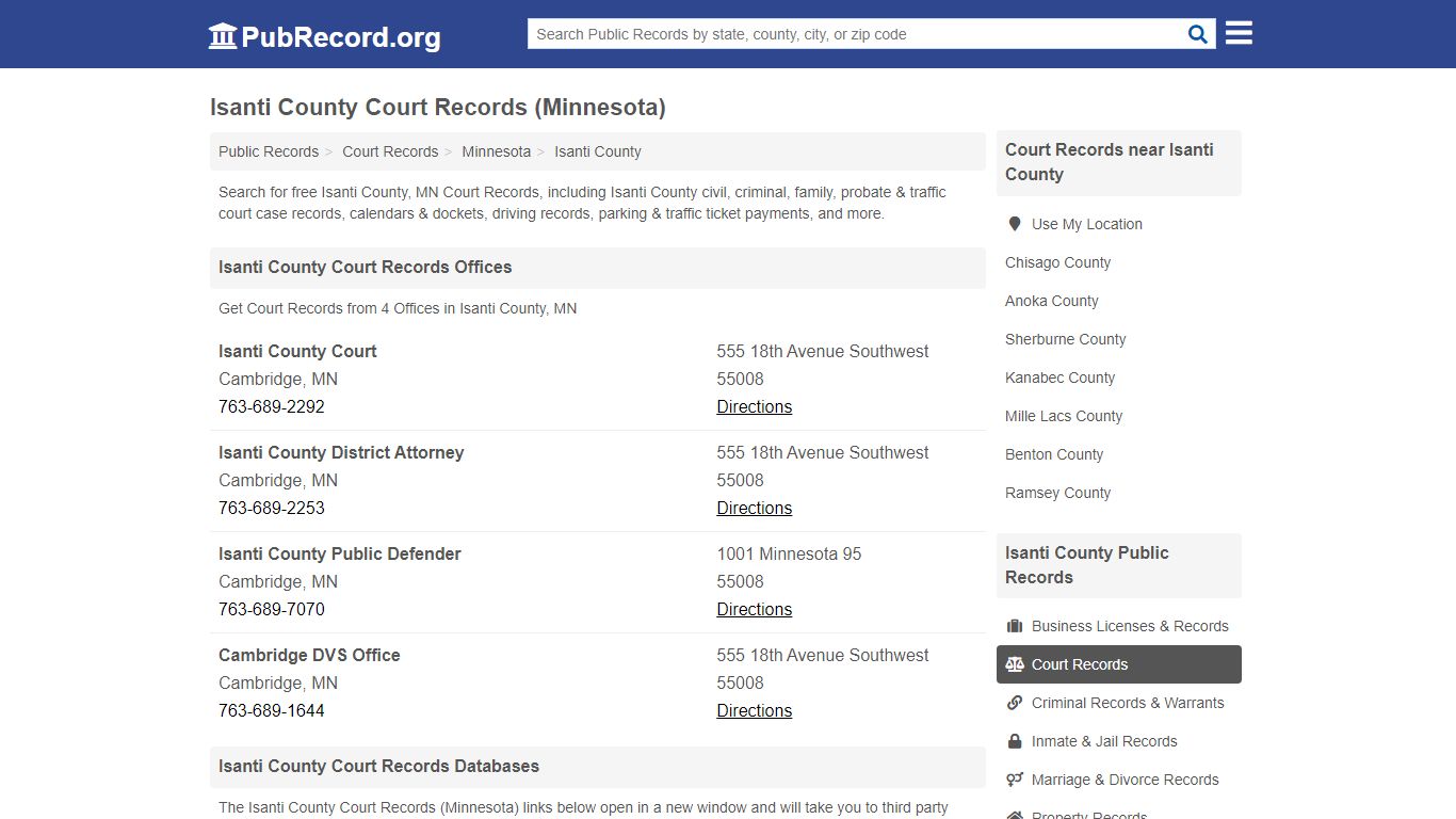 Isanti County Court Records (Minnesota) - Public Record